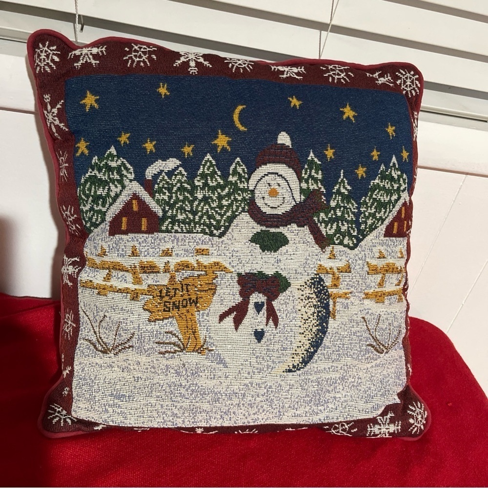 Festive Holiday Pillow with Winter Scene